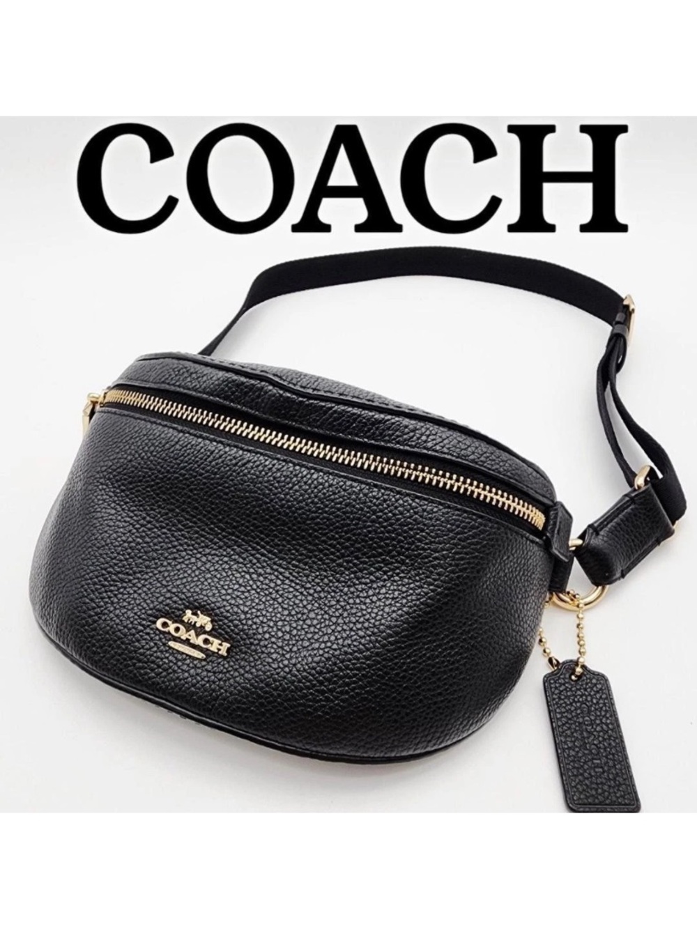 Coach Black Pebbled Leather Bethany Belt Sling Bag with Gold Hardware - Picture 9 of 10